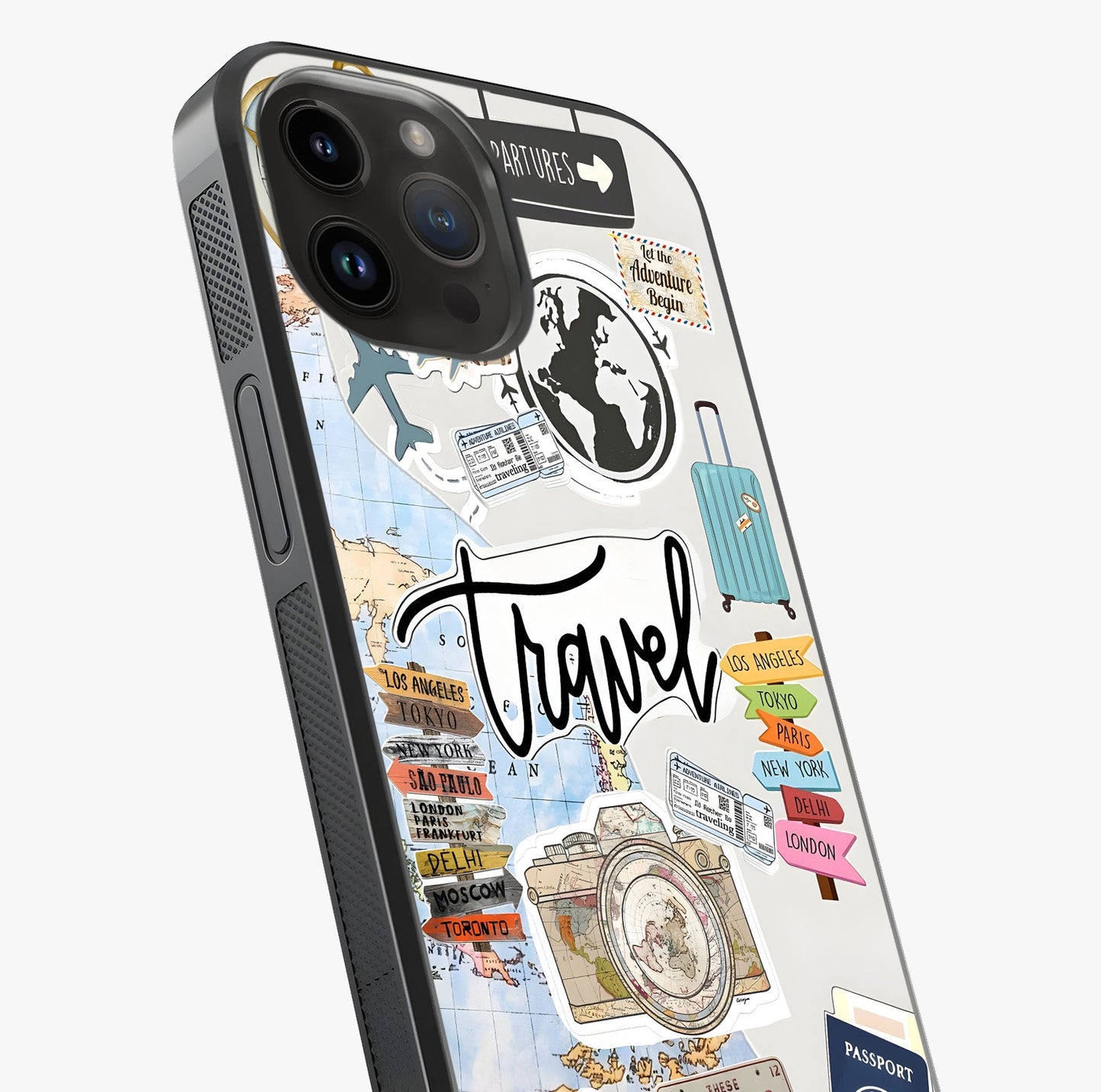 Wanderlust Journal Glass Case captured at a warm angle highlighting gloss, texture and premium glass finish.