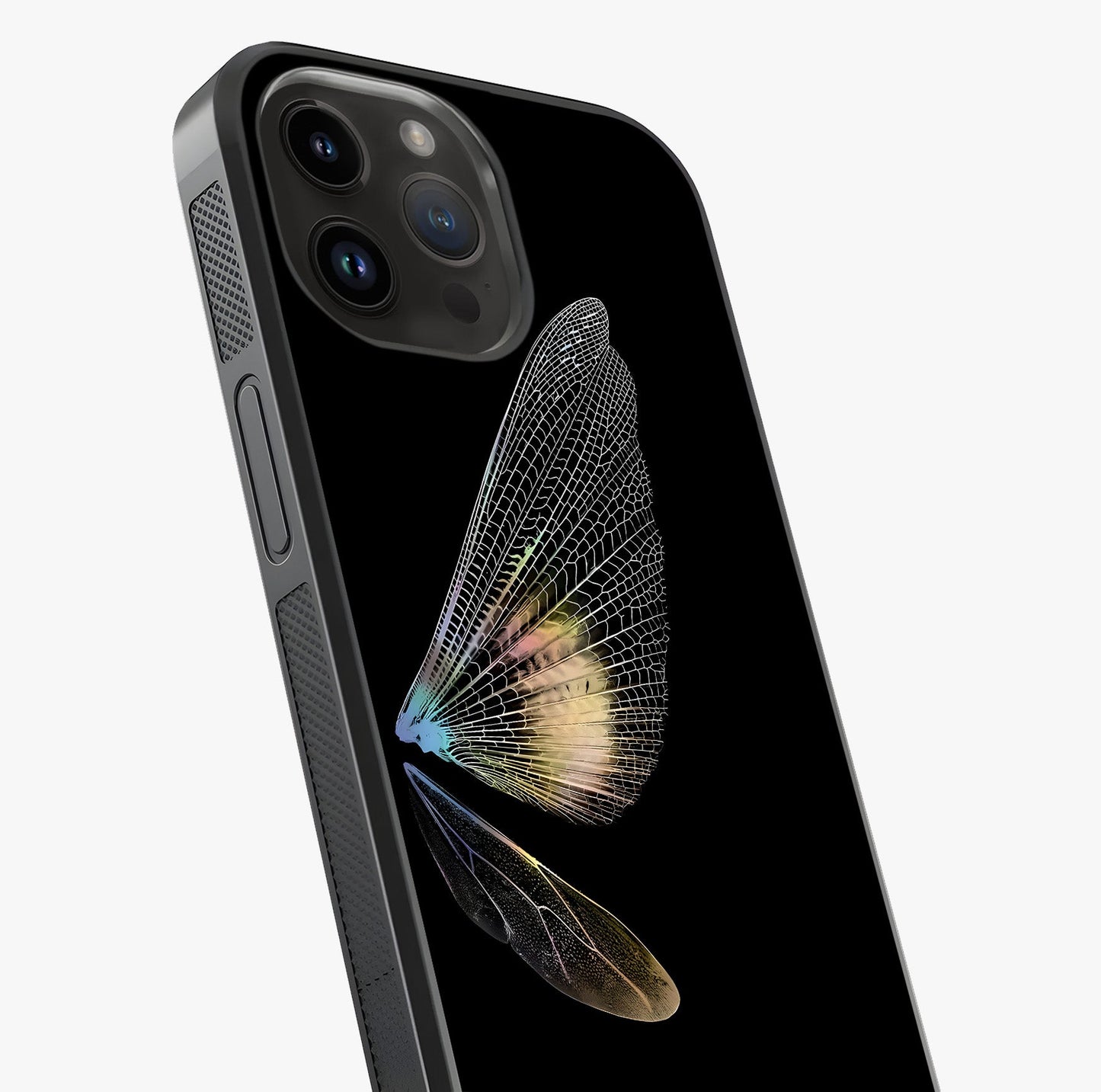 Whispers Of Wings Glass Case captured at a warm angle highlighting gloss, texture and premium glass finish.