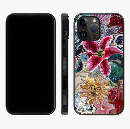 Beaded Garden Fantasy Glass Case displayed upright for full design visibility and premium finish.