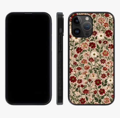 Biege Flower With Leaf Glass Case displayed upright for full design visibility and premium finish.