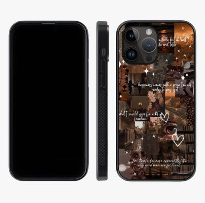 Bittersweet Aesthetic Chaos Glass Case displayed upright for full design visibility and premium finish.