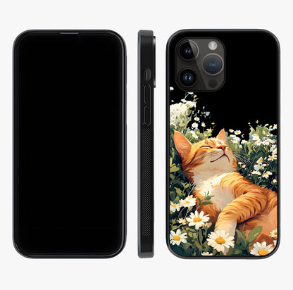 Blissful Bloom Cat Glass Case displayed upright for full design visibility and premium finish.