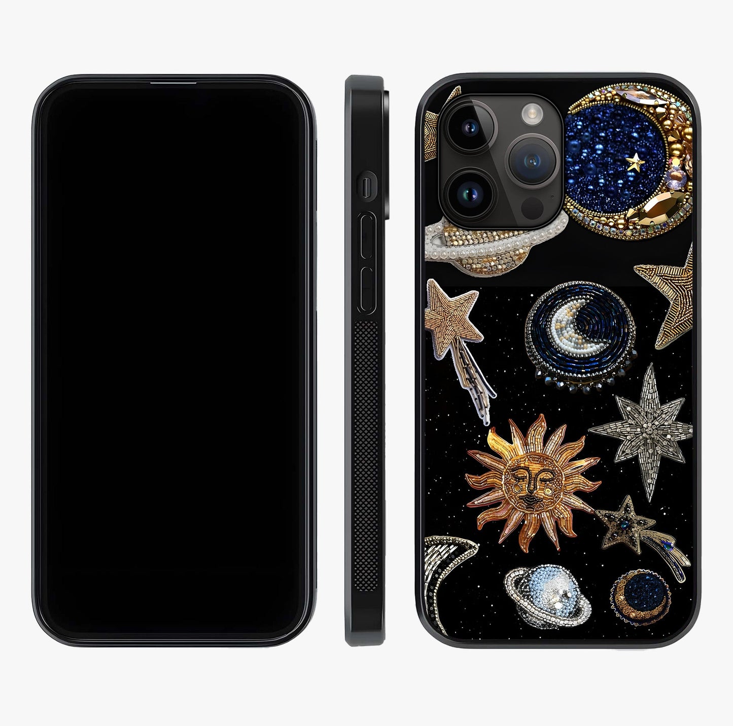 Celestial Gem Constellations Glass Case displayed upright for full design visibility and premium finish.