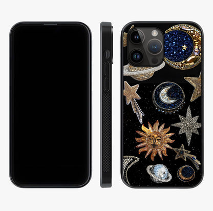 Celestial Gem Constellations Glass Case displayed upright for full design visibility and premium finish.