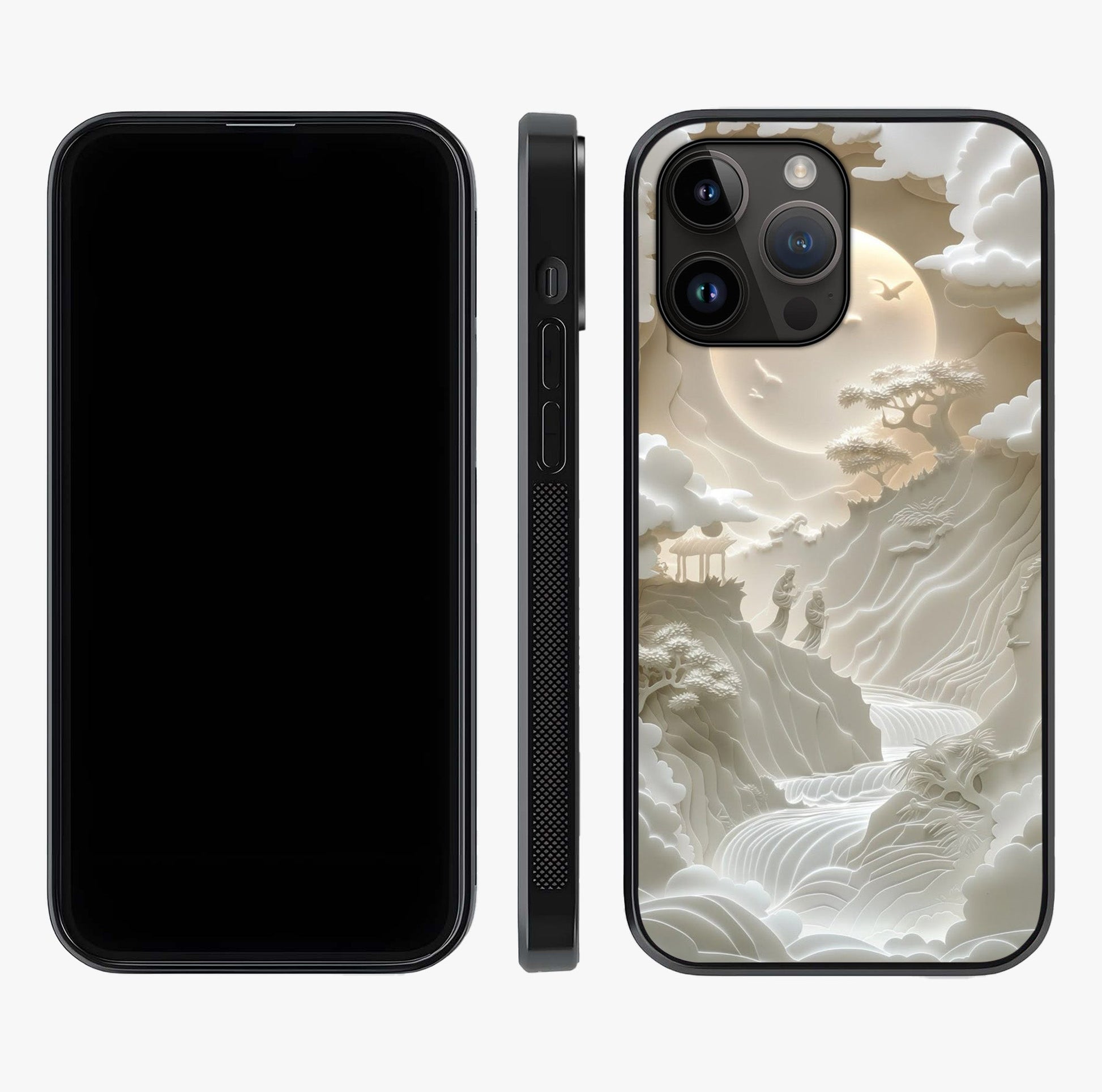Celestial Origami Glass Case displayed upright for full design visibility and premium finish.