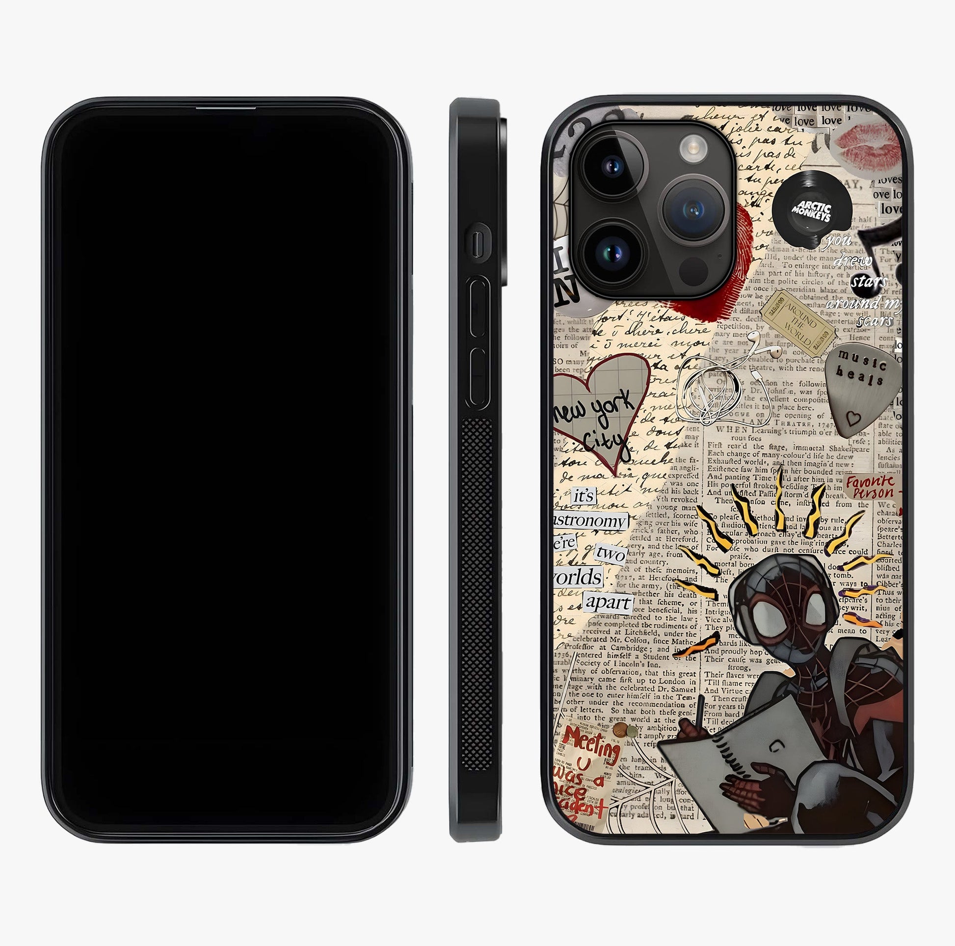 City Dream Sketch Glass Case displayed upright for full design visibility and premium finish.
