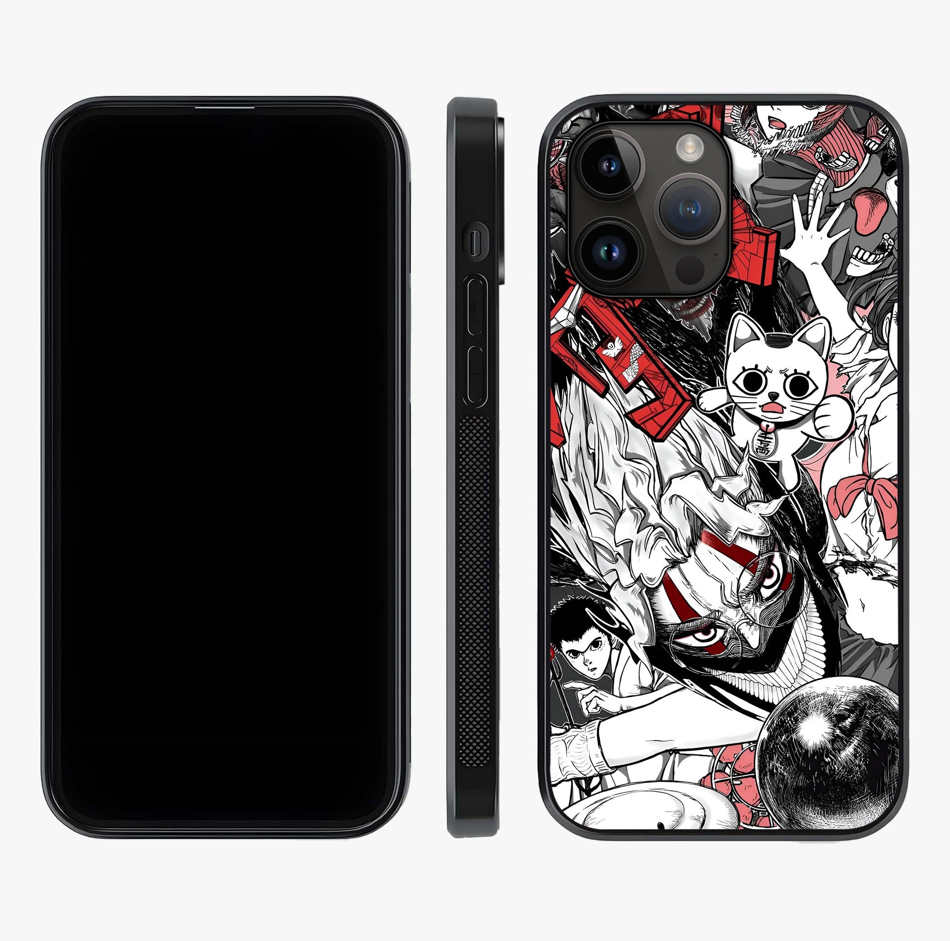 Crimson Chaos Panel Glass Case displayed upright for full design visibility and premium finish.