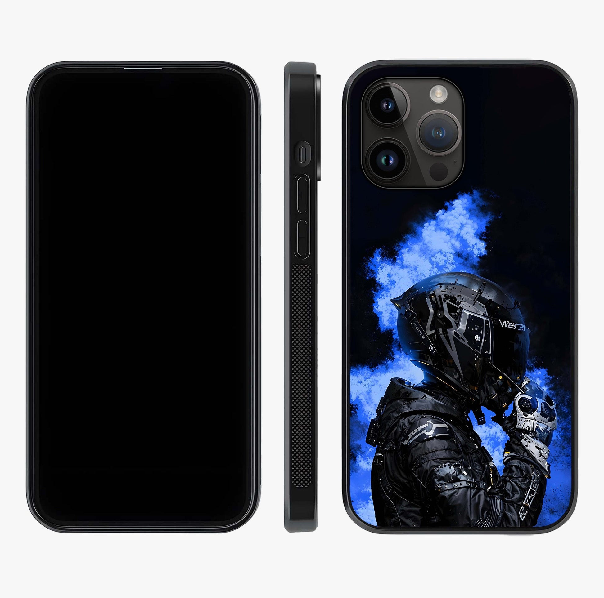 Cyber Sentinel Protocol Glass Case displayed upright for full design visibility and premium finish.