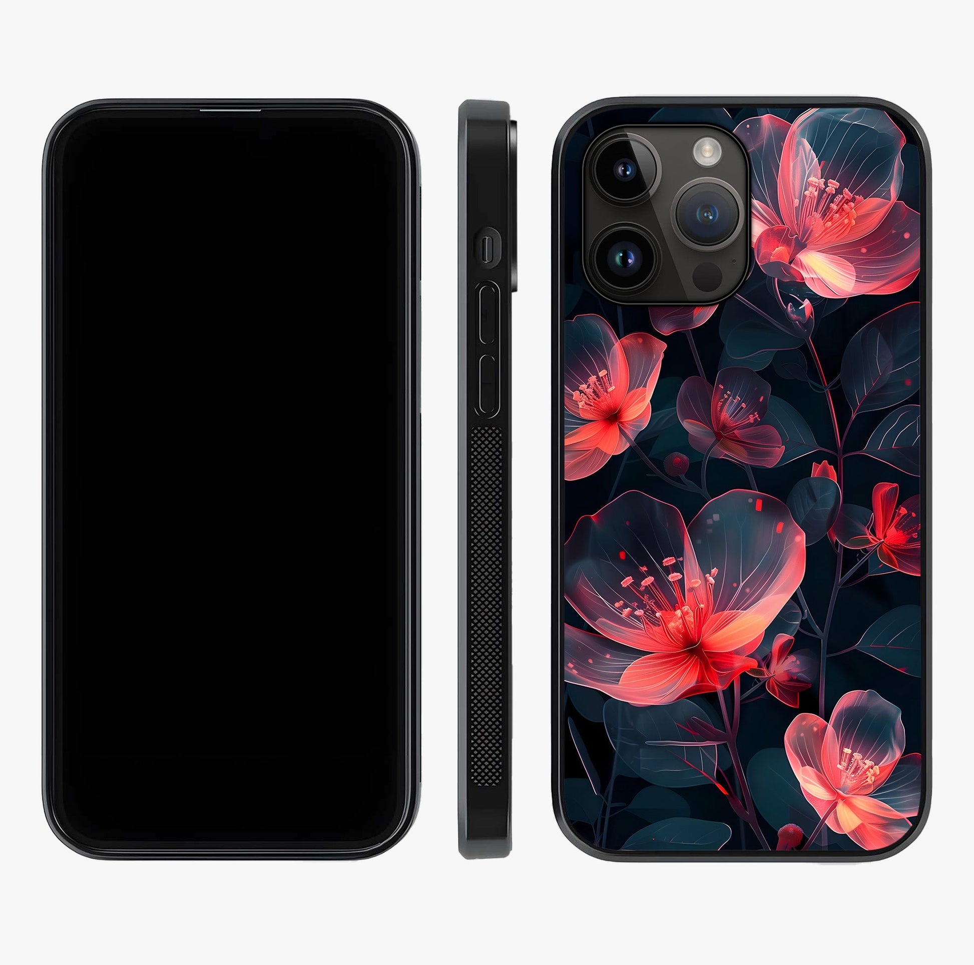 Dark Shade Of Flower Glass Case displayed upright for full design visibility and premium finish.