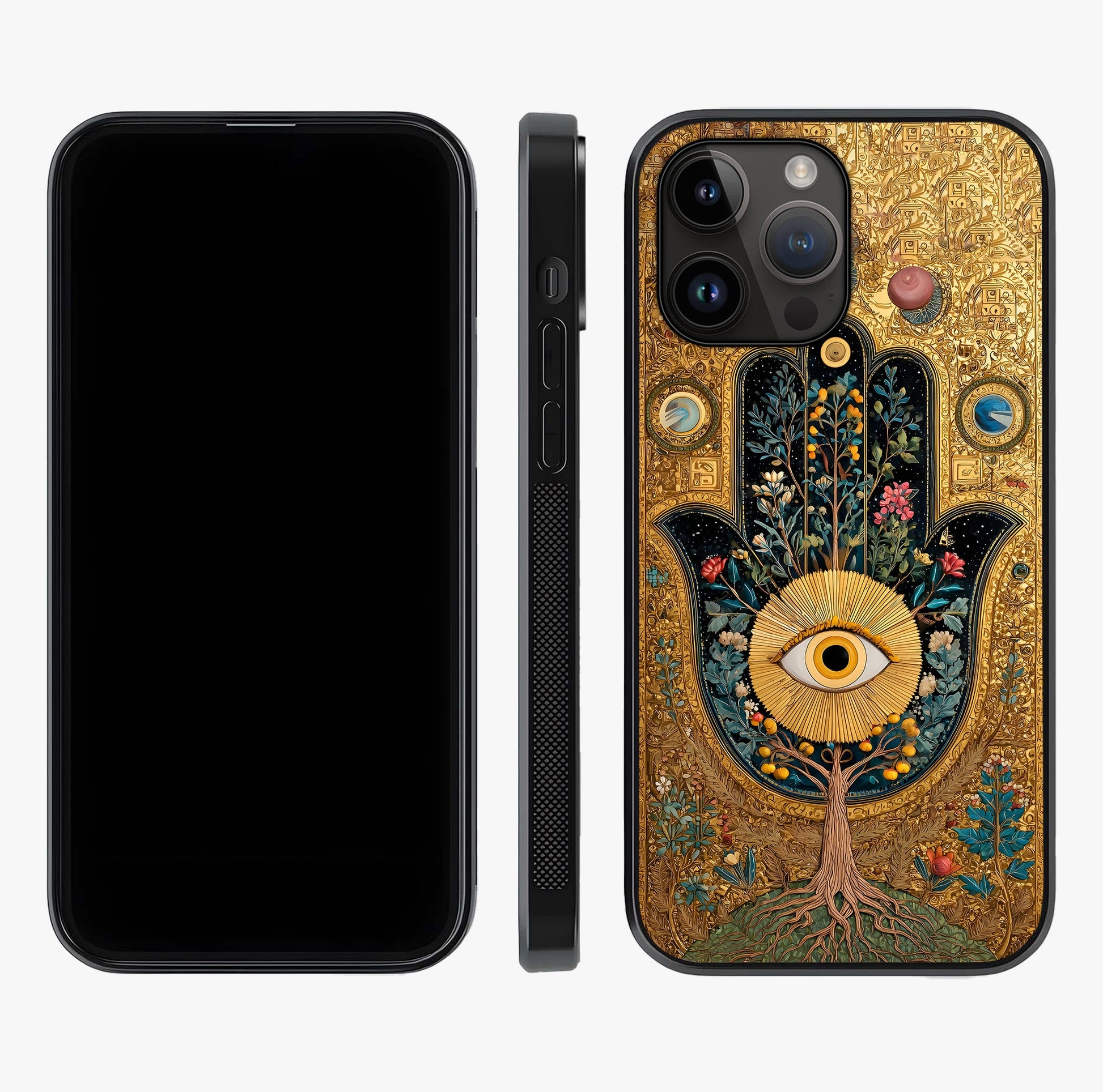 Ethereal Evil Eye Glass Case displayed upright for full design visibility and premium finish.