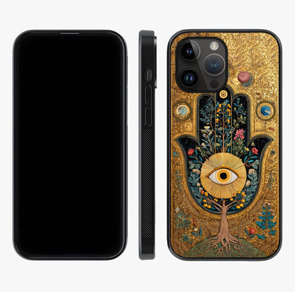 Ethereal Evil Eye Glass Case displayed upright for full design visibility and premium finish.