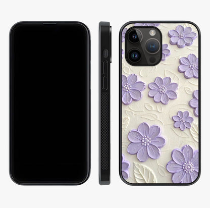 Floral Wall Art With Purple Flowers Glass Case displayed upright for full design visibility and premium finish.