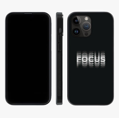 Focus Mode On Glass Case displayed upright for full design visibility and premium finish.