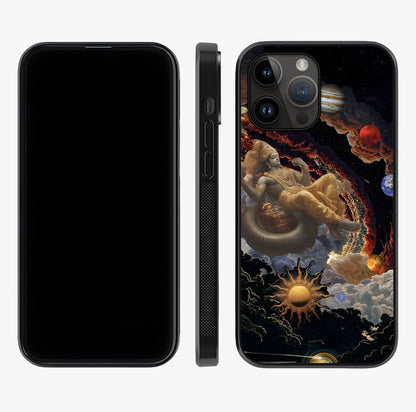 Galactic Divine God Glass Case displayed upright for full design visibility and premium finish.