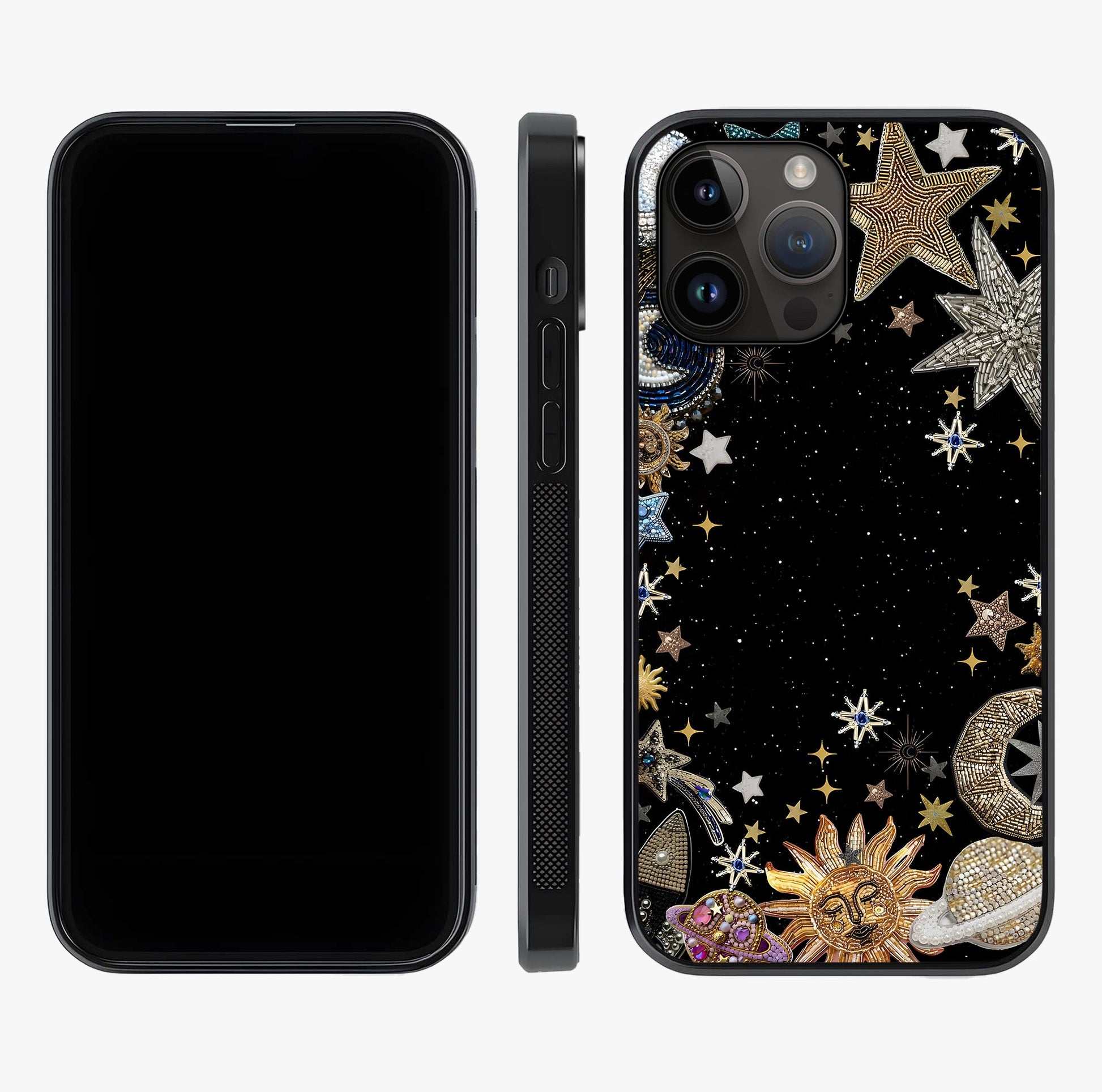 Galactic Jewel Stars Glass Case displayed upright for full design visibility and premium finish.