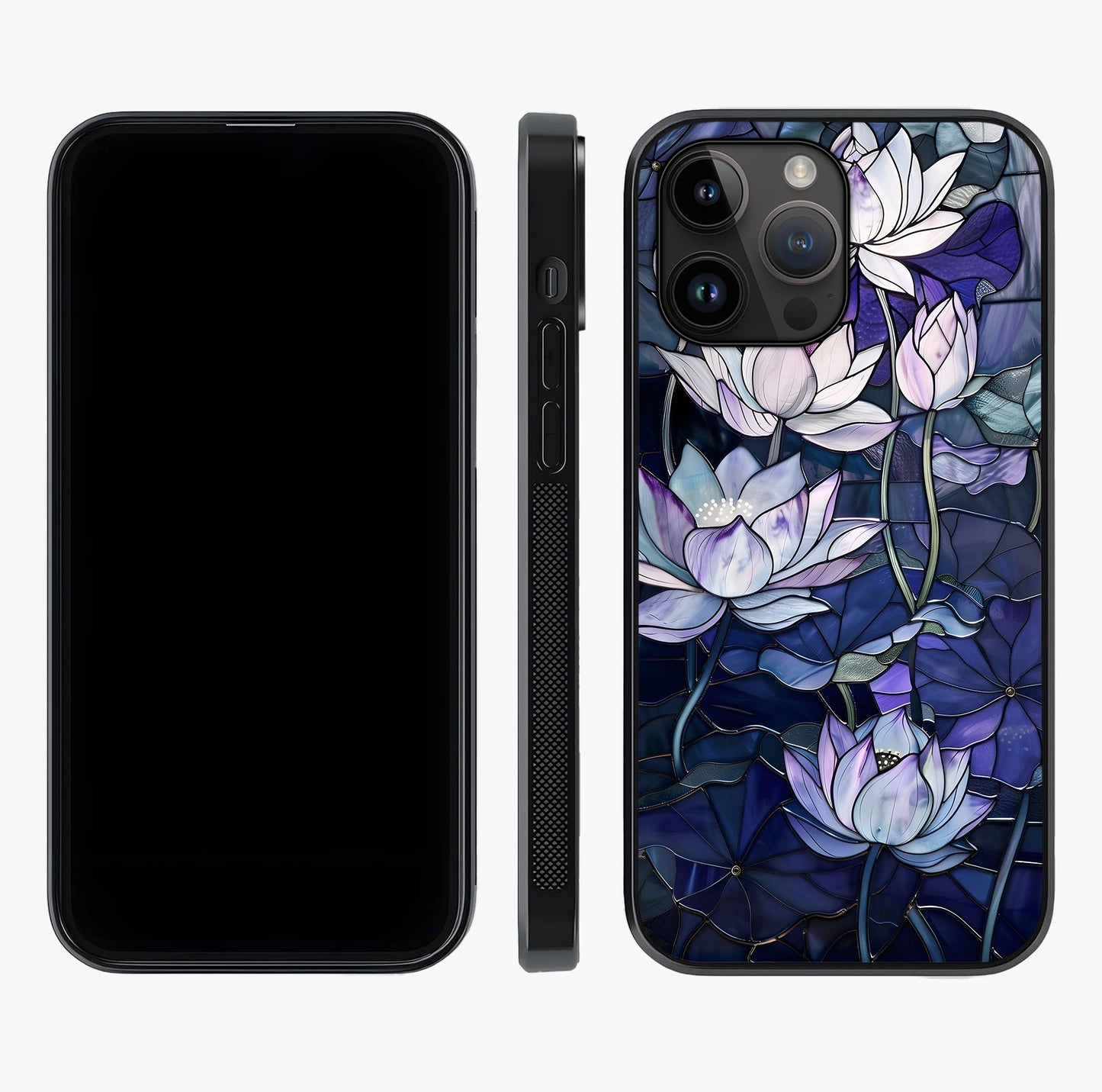 Gloss Petal Rush Glass Case displayed upright for full design visibility and premium finish.