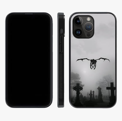Graveyard Shadow Descent Glass Case displayed upright for full design visibility and premium finish.