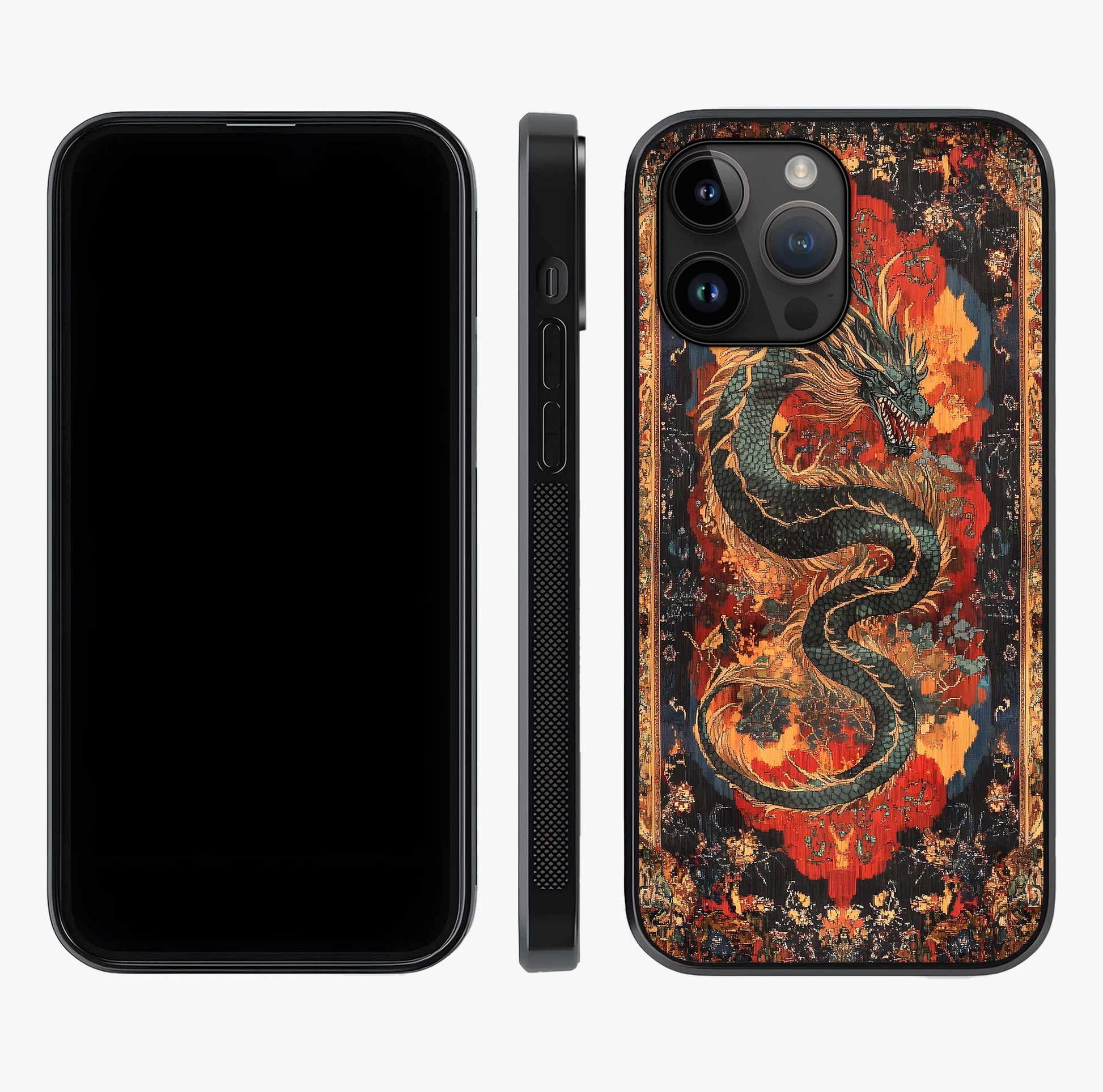 Inferno Dragon Soul Glass Case displayed upright for full design visibility and premium finish.