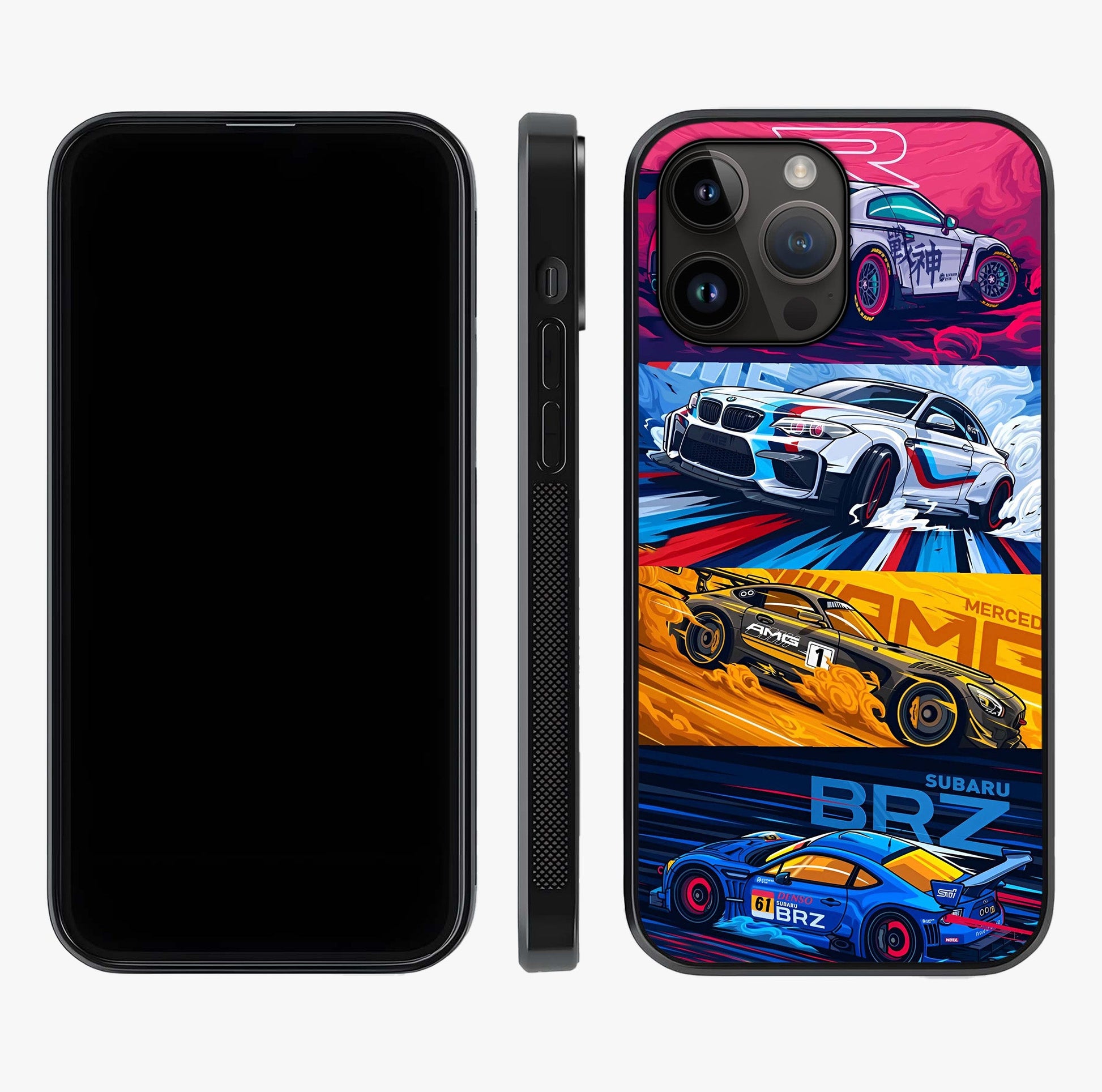Jdm Sports Car Glass Case displayed upright for full design visibility and premium finish.