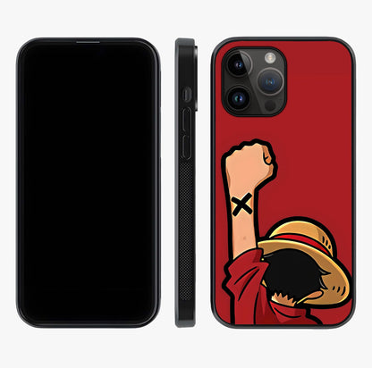 Luffy X Spirit Glass Case displayed upright for full design visibility and premium finish.