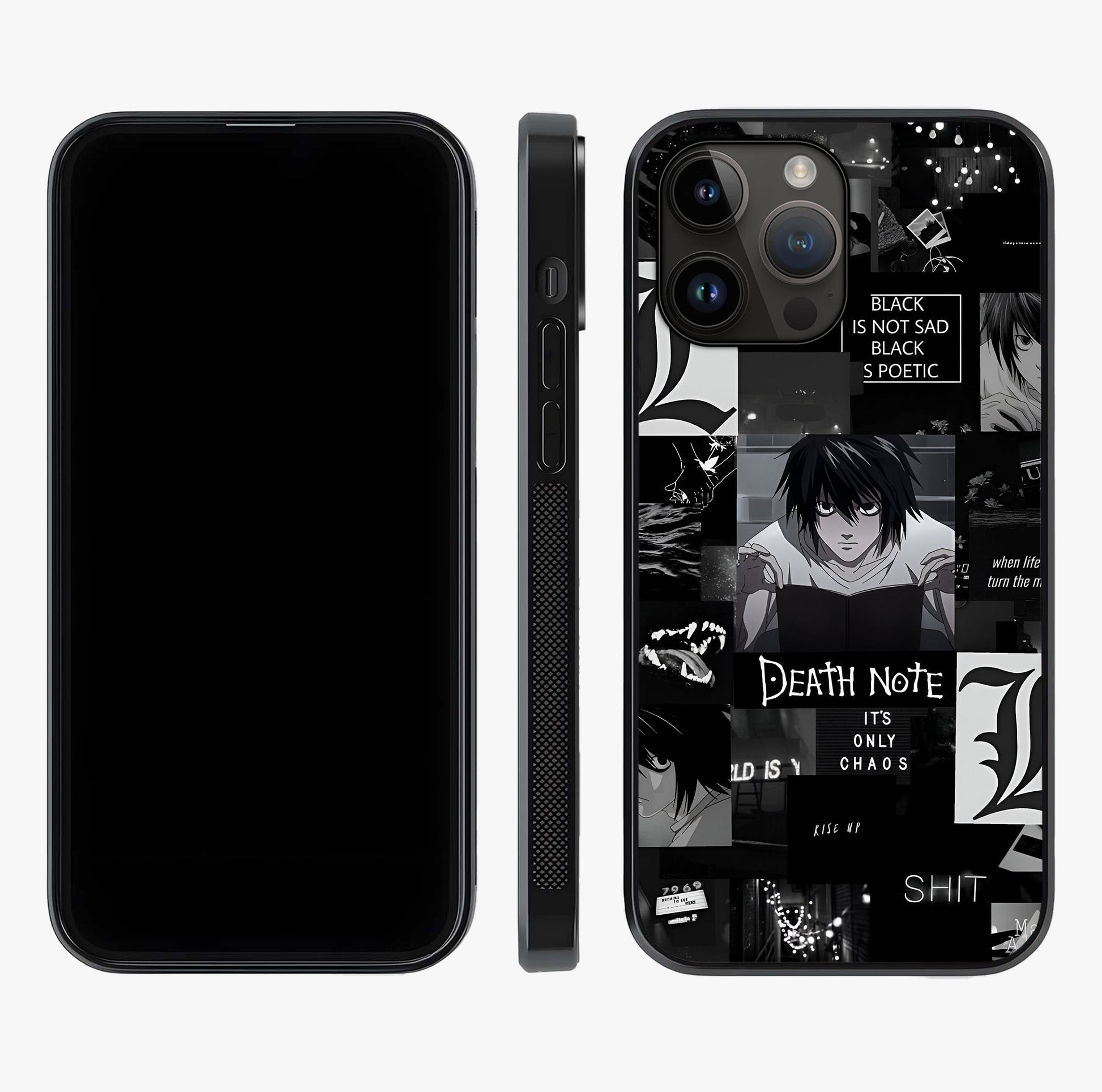 Midnight Chaos Mind Glass Case displayed upright for full design visibility and premium finish.
