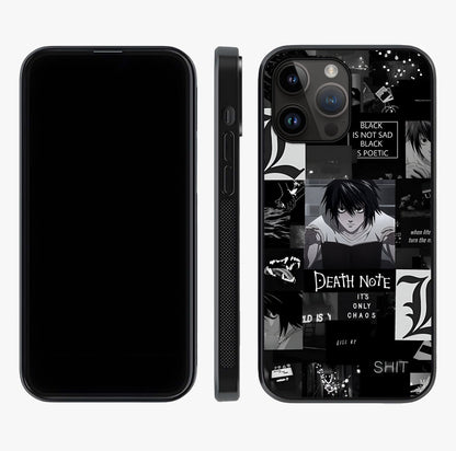 Midnight Chaos Mind Glass Case displayed upright for full design visibility and premium finish.