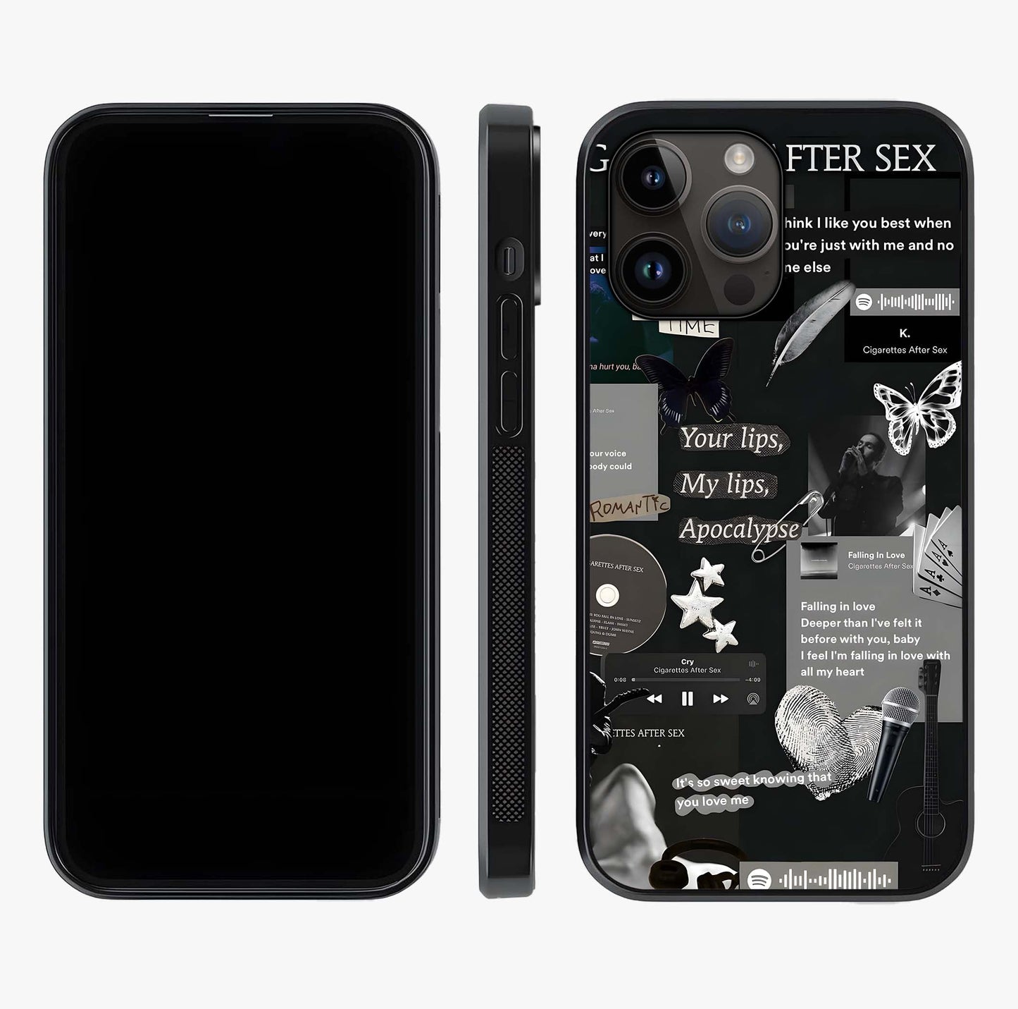 Midnight Love Echo Glass Case displayed upright for full design visibility and premium finish.