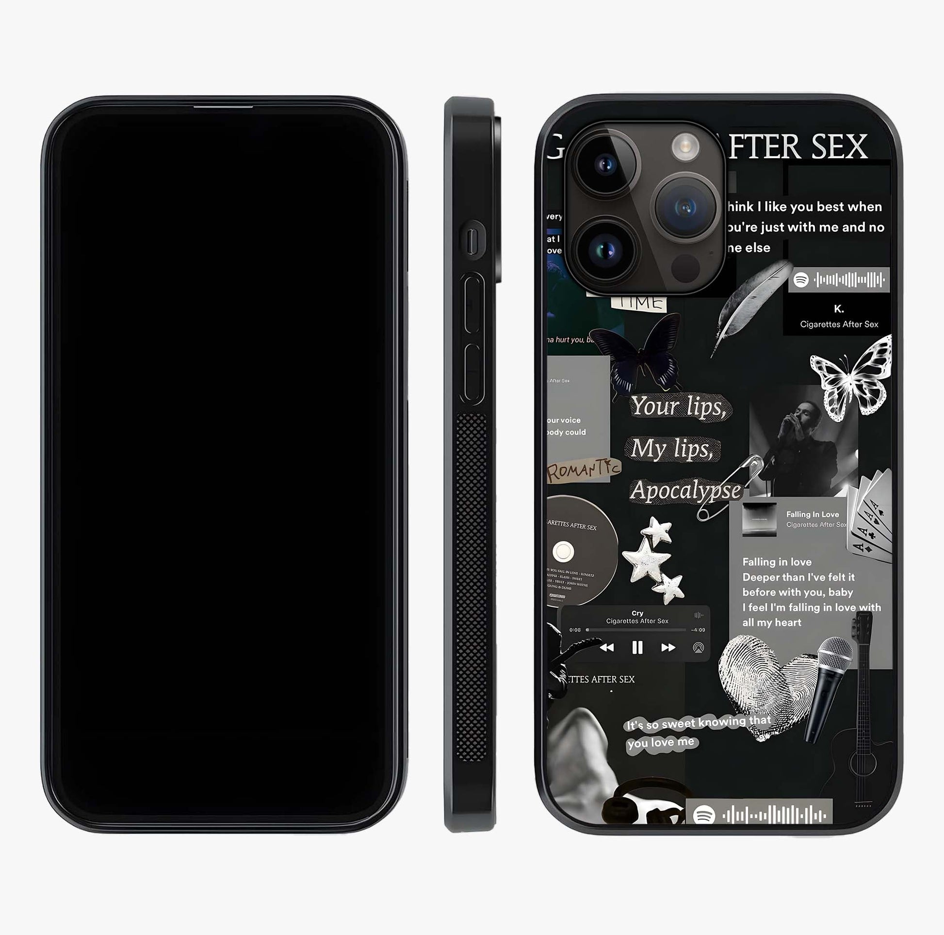 Midnight Love Echo Glass Case displayed upright for full design visibility and premium finish.