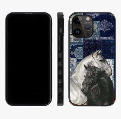 Midnight Stallion Blues Glass Case displayed upright for full design visibility and premium finish.