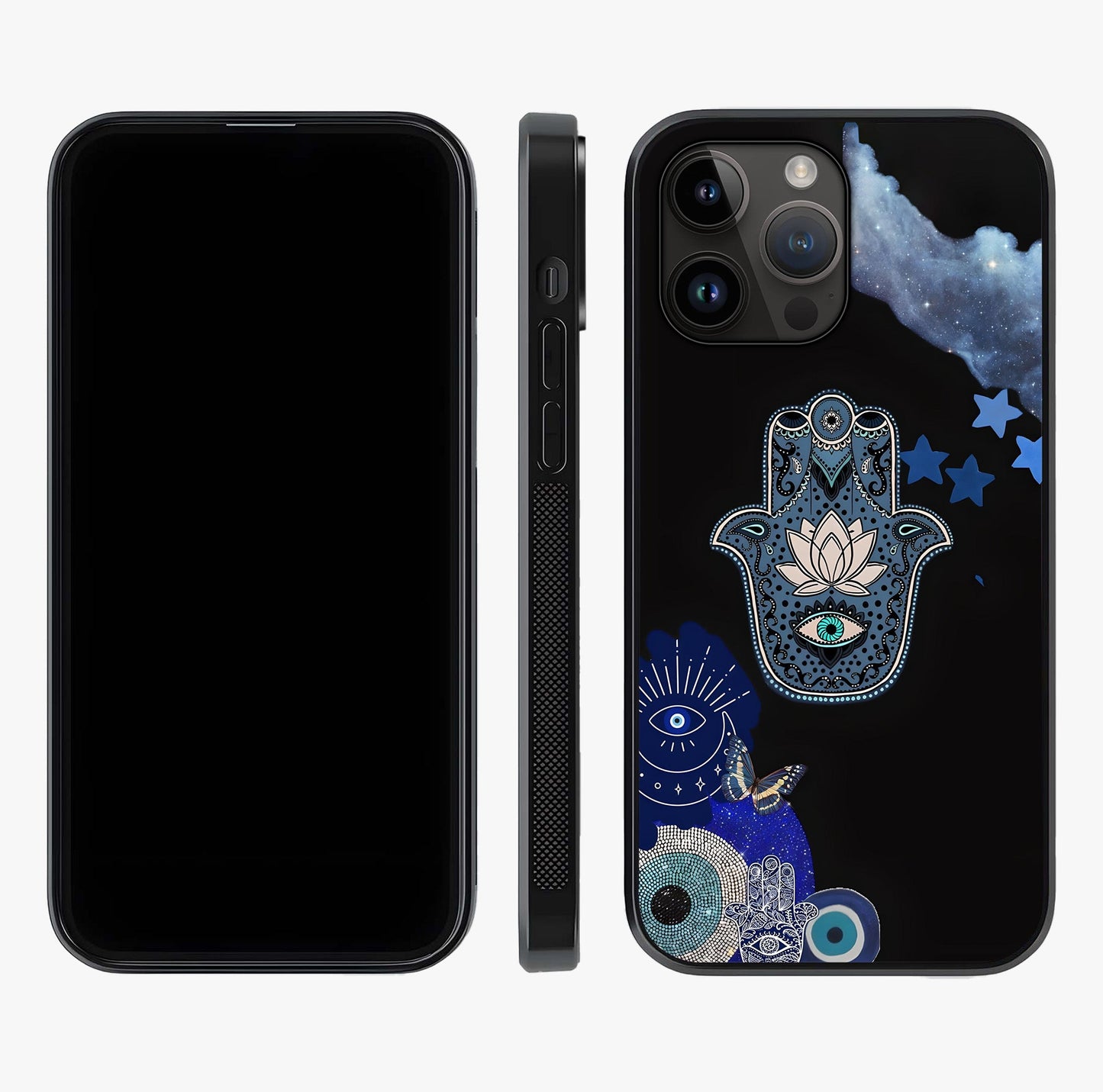 Mystic Hand Aura Glass Case displayed upright for full design visibility and premium finish.