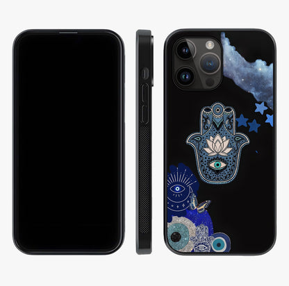 Mystic Hand Aura Glass Case displayed upright for full design visibility and premium finish.