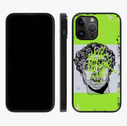 Neo Graffiti Rebellion Glass Case displayed upright for full design visibility and premium finish.
