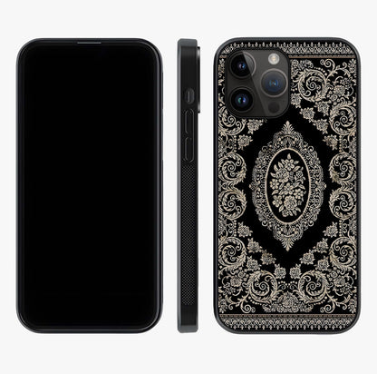 Noir Bloom Elegance Glass Case displayed upright for full design visibility and premium finish.