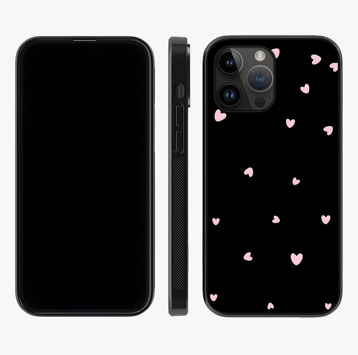 Pink Love Drops Glass Case displayed upright for full design visibility and premium finish.