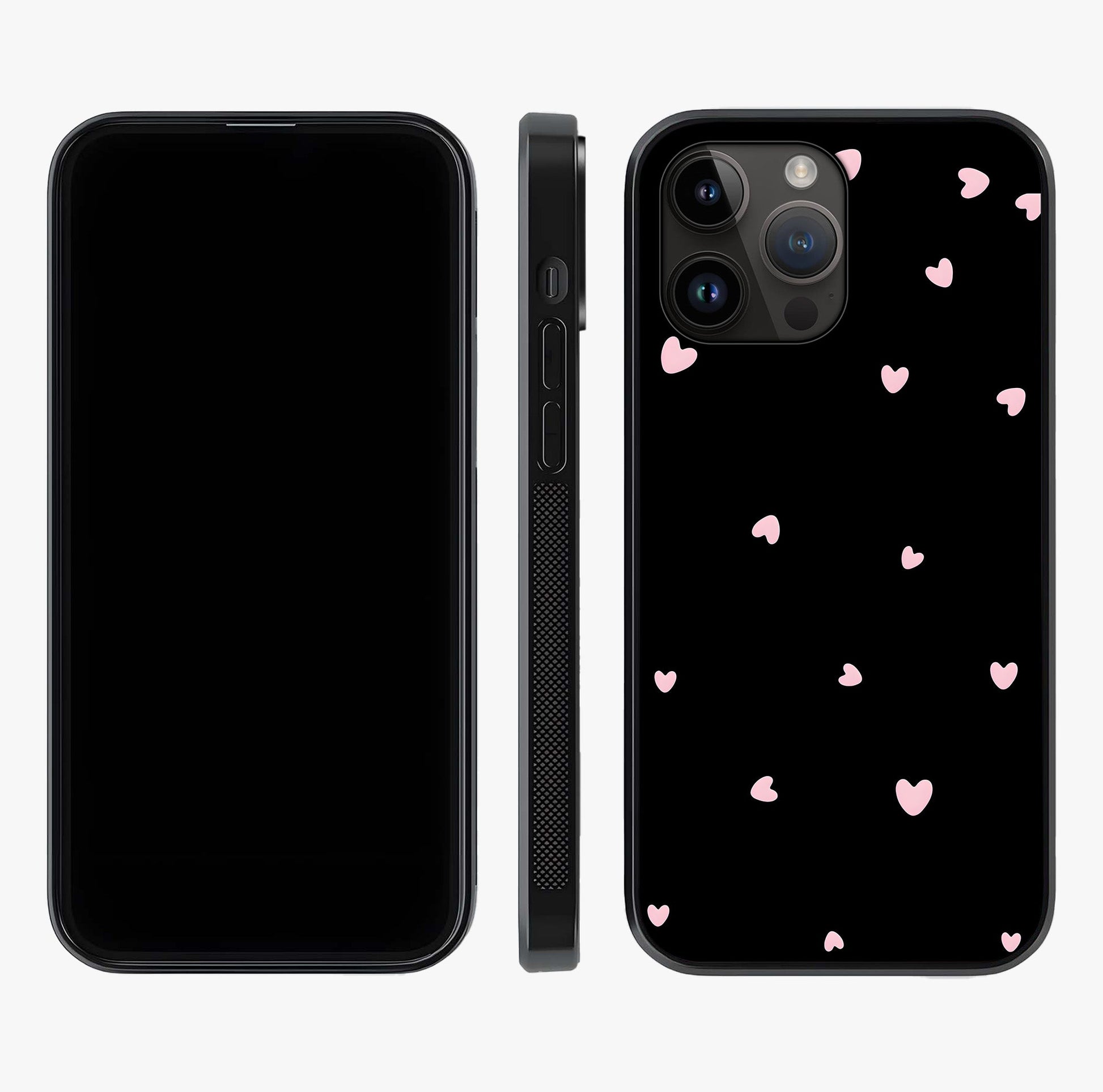 Pink Love Drops Glass Case displayed upright for full design visibility and premium finish.