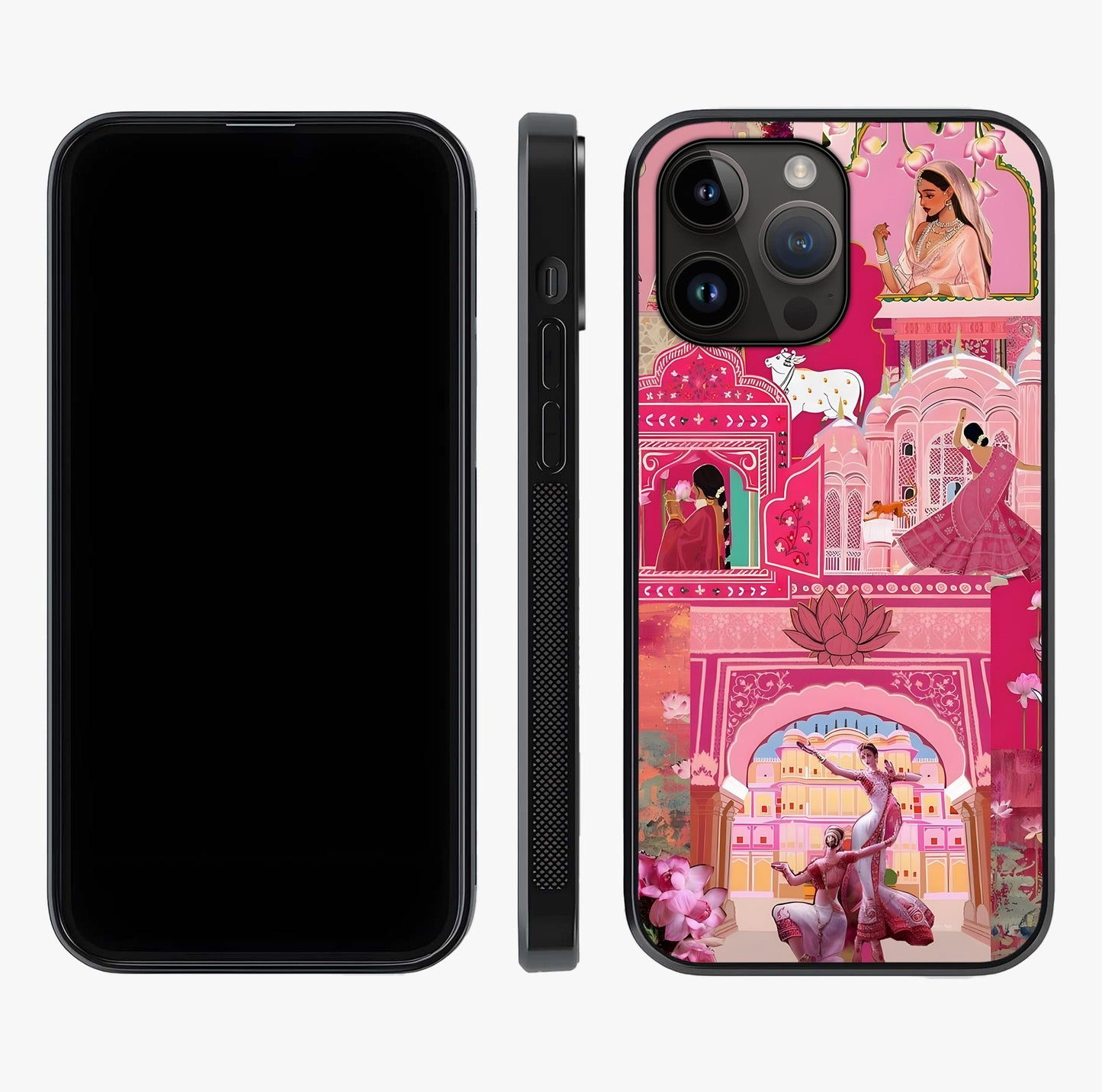 Pink Palace Muse Glass Case displayed upright for full design visibility and premium finish.