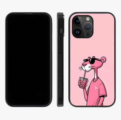Pink Panther Glass Case displayed upright for full design visibility and premium finish.