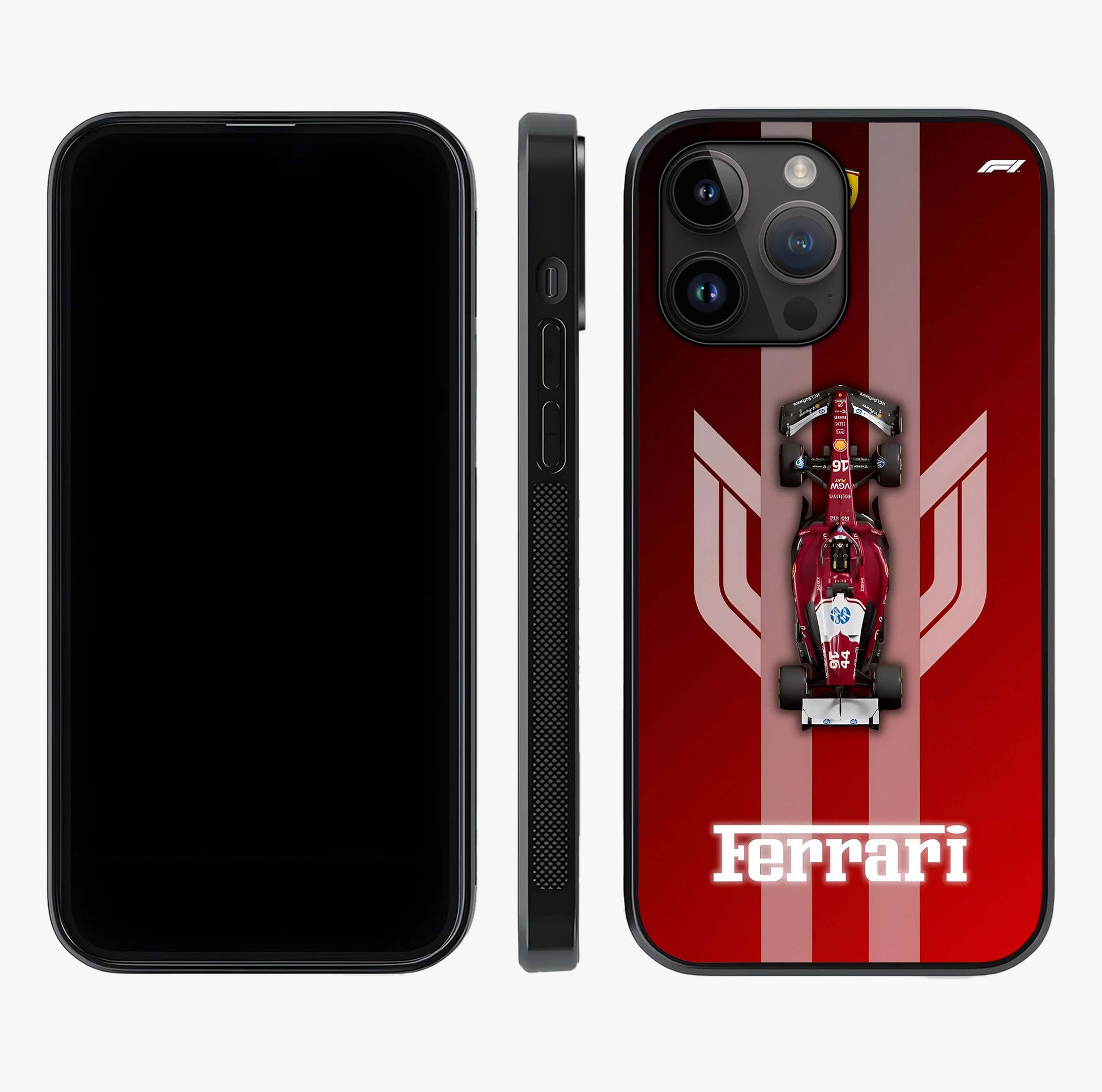 Red Ferrari F1 Vertical Glass Case displayed upright for full design visibility and premium finish.
