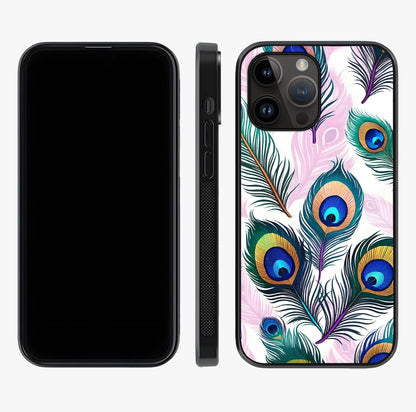 Royal Peacock Feathers Glass Case displayed upright for full design visibility and premium finish.
