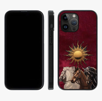 Solar Riders Glass Case displayed upright for full design visibility and premium finish.