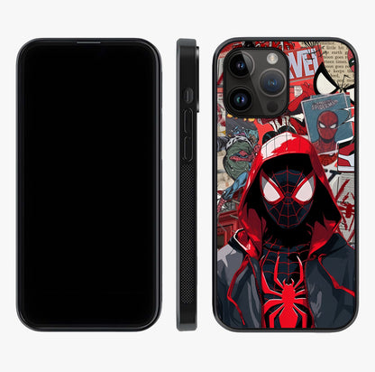 Spider Collage Street Glass Case displayed upright for full design visibility and premium finish.