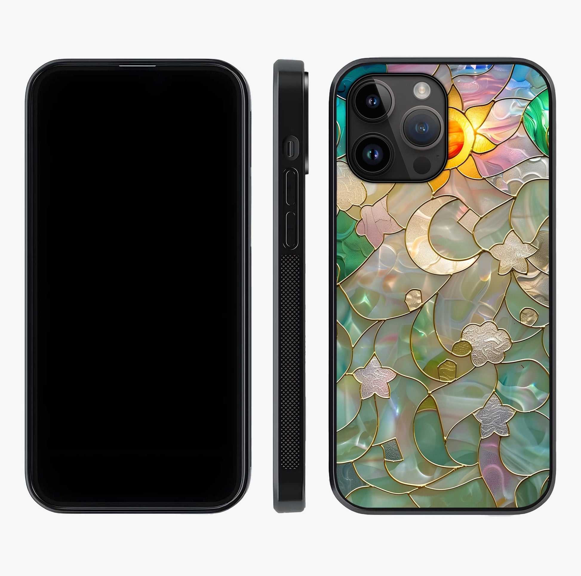 Stained Sunrise Glow Glass Case displayed upright for full design visibility and premium finish.