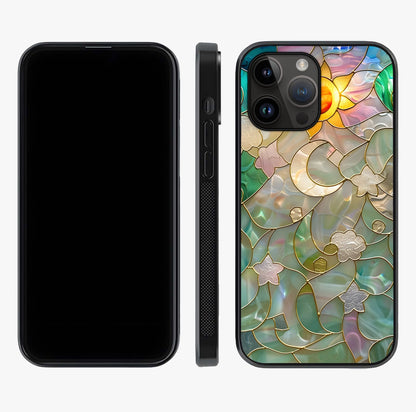 Stained Sunrise Glow Glass Case displayed upright for full design visibility and premium finish.