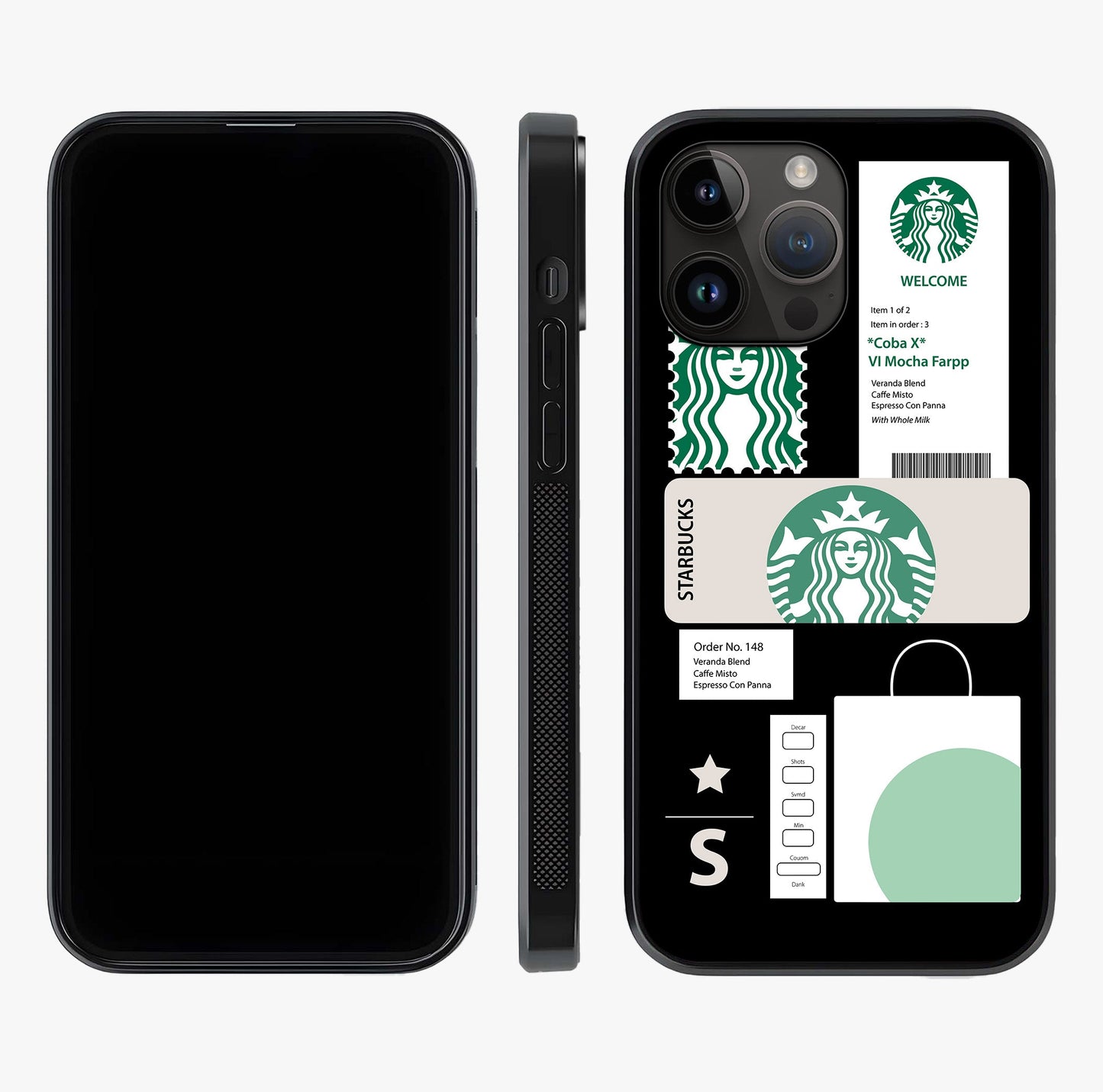 Starbucks Mocha Glass Case displayed upright for full design visibility and premium finish.