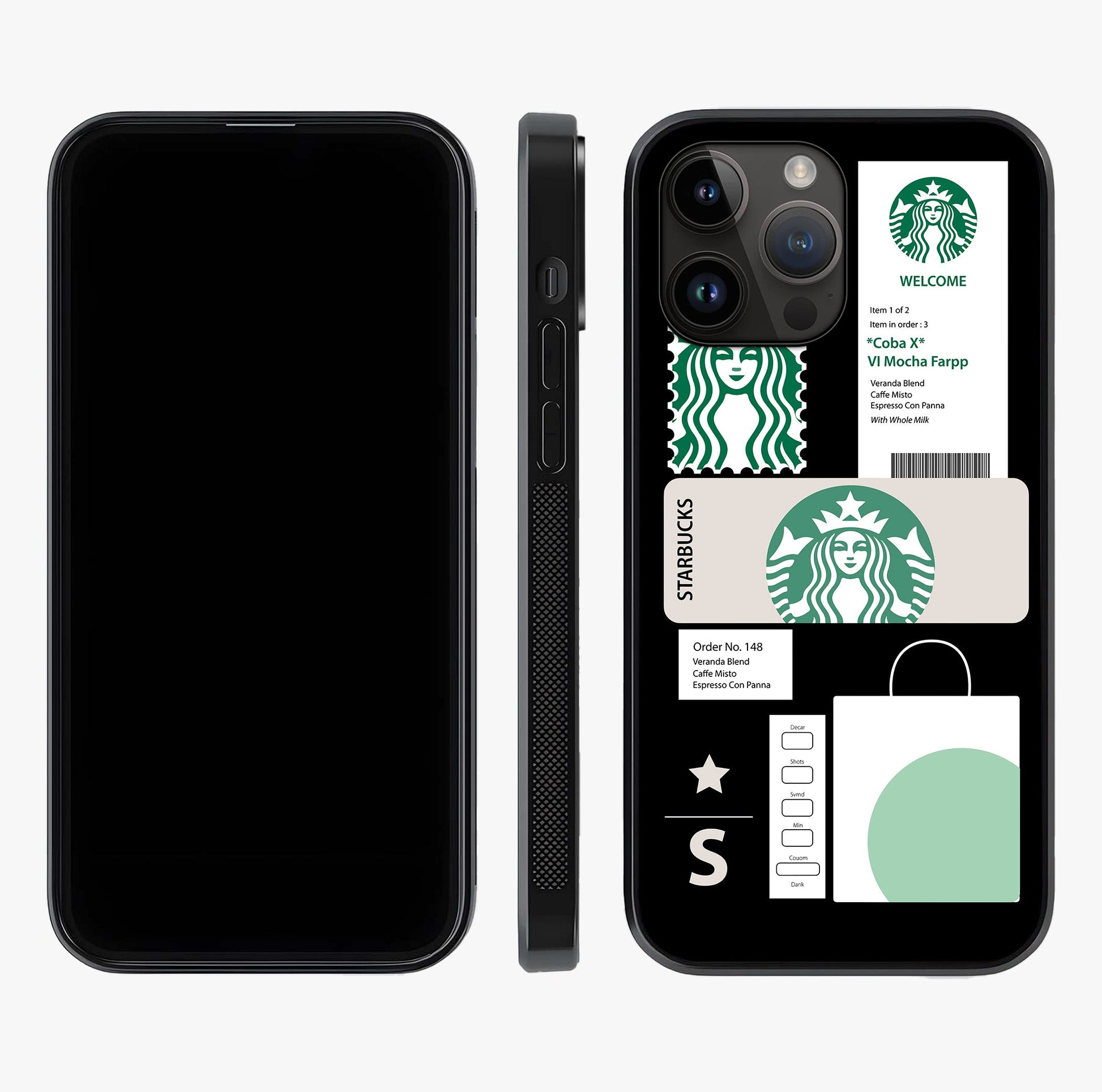 Starbucks Mocha Glass Case displayed upright for full design visibility and premium finish.