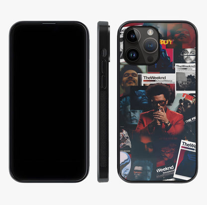 The Weeknd Glass Case displayed upright for full design visibility and premium finish.