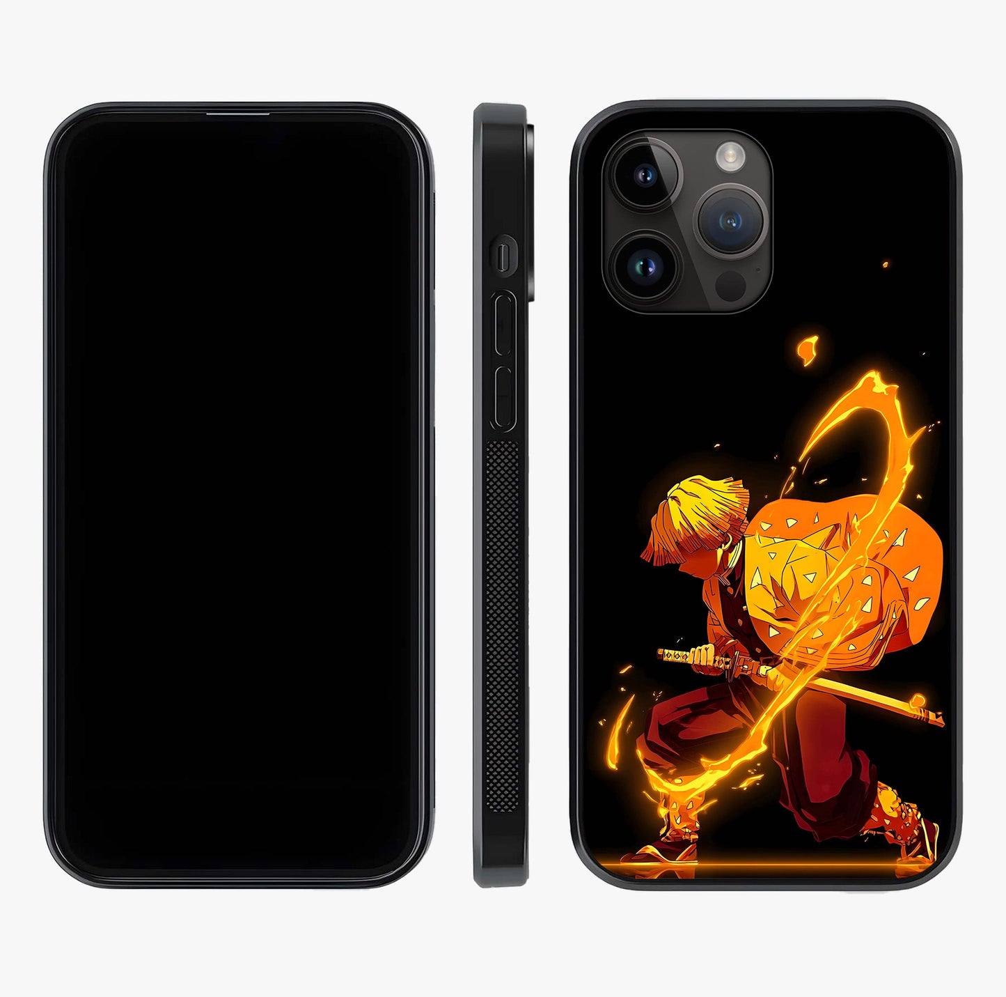 Thunder Flame Execution Glass Case displayed upright for full design visibility and premium finish.