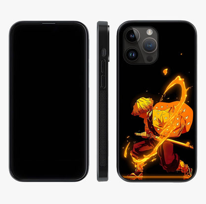 Thunder Flame Execution Glass Case displayed upright for full design visibility and premium finish.