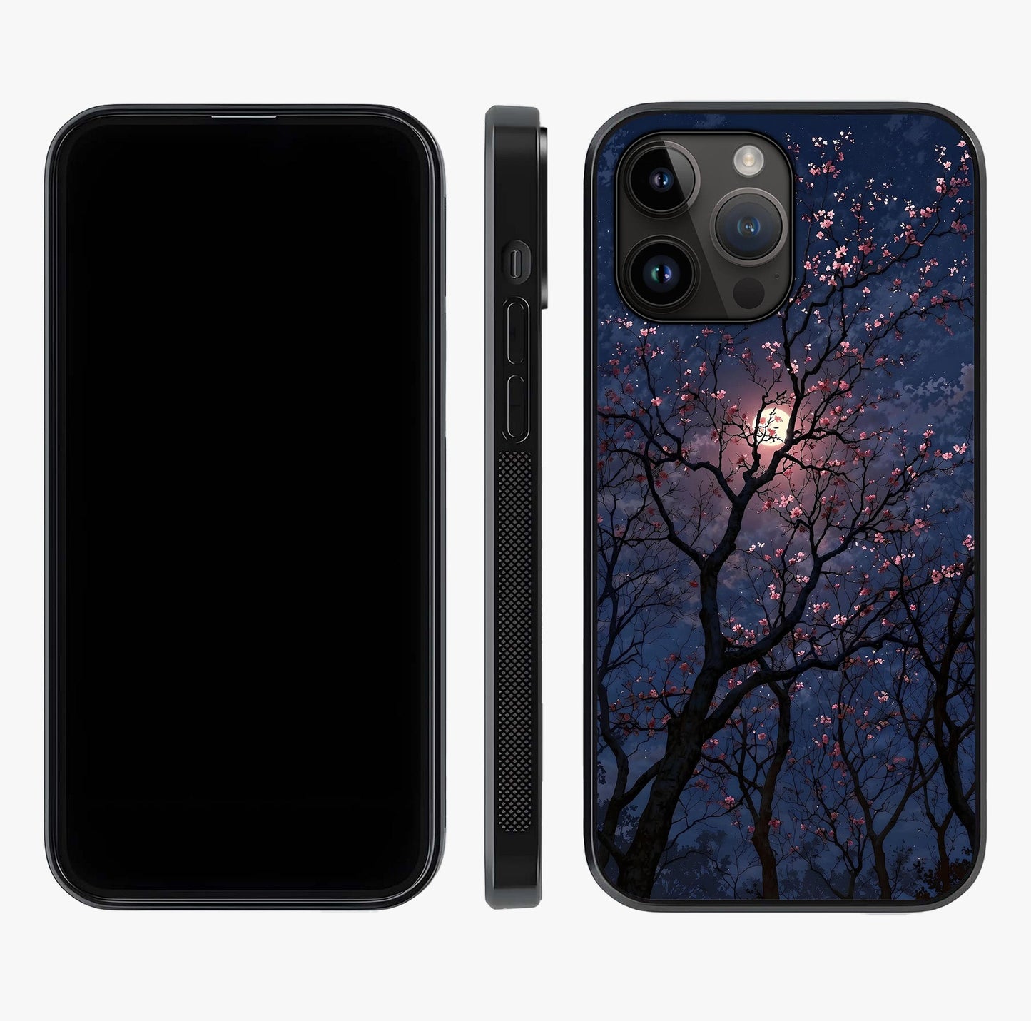 Twilight Sakura Serenade Glass Case displayed upright for full design visibility and premium finish.