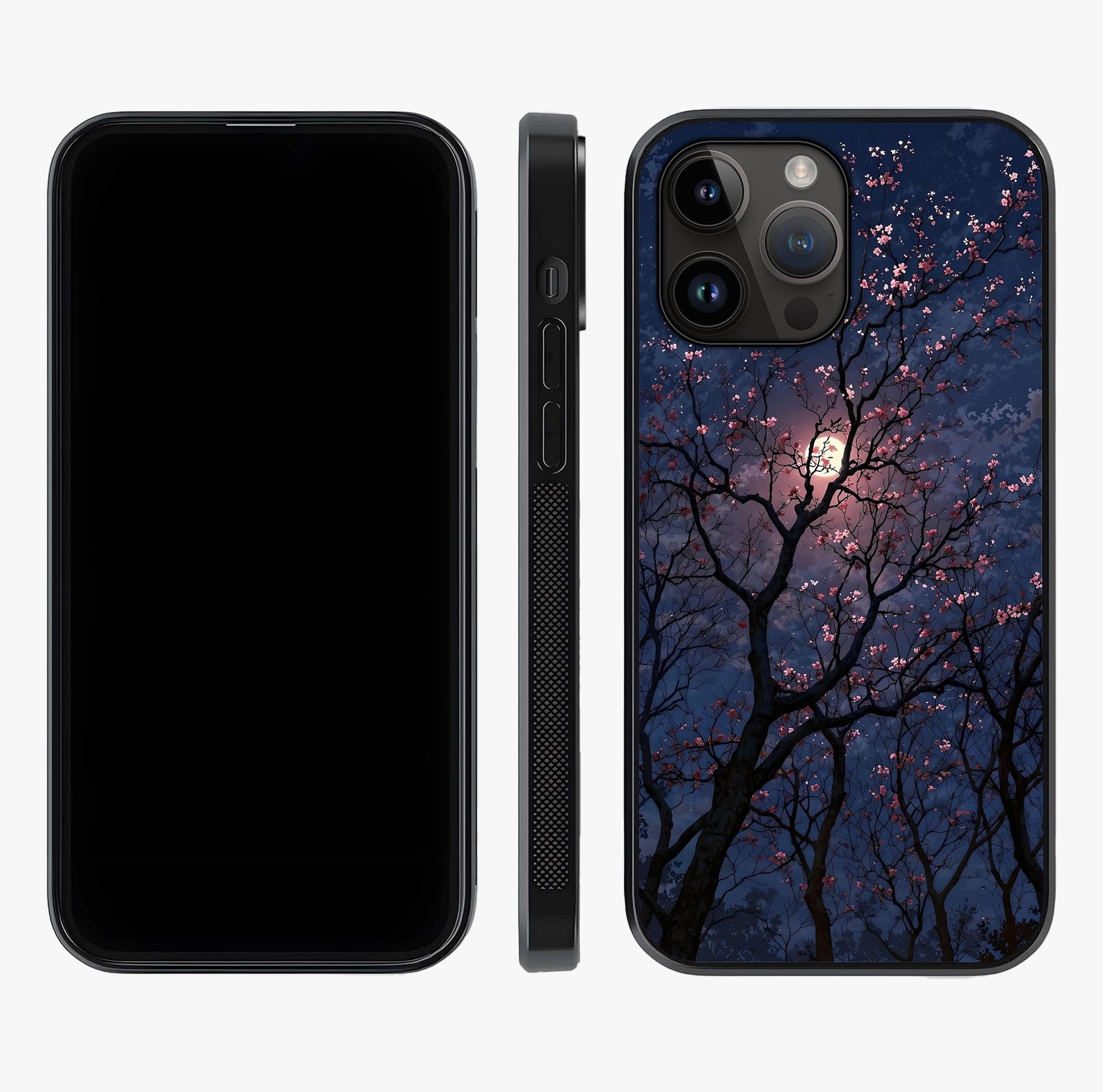Twilight Sakura Serenade Glass Case displayed upright for full design visibility and premium finish.
